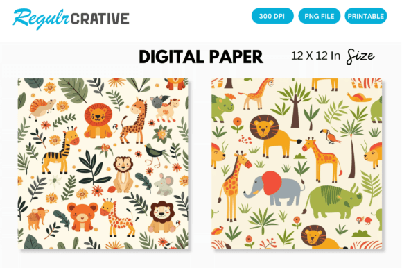 Animal Safari Seamless Digital Paper: A Creative Asset for Designers