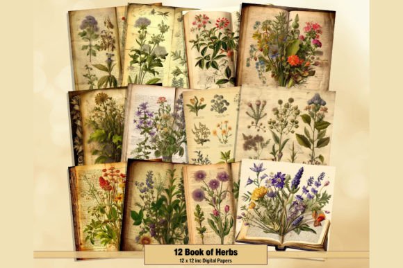 Book of Herbs Botanical Digital Papers: A Designer's Guide