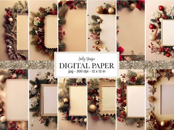 Christmas Frames with Beige Background: Your Festive Design Toolkit