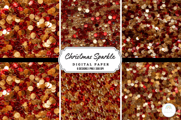 Christmas Red Gold Sparkle Background: Festive Digital Design