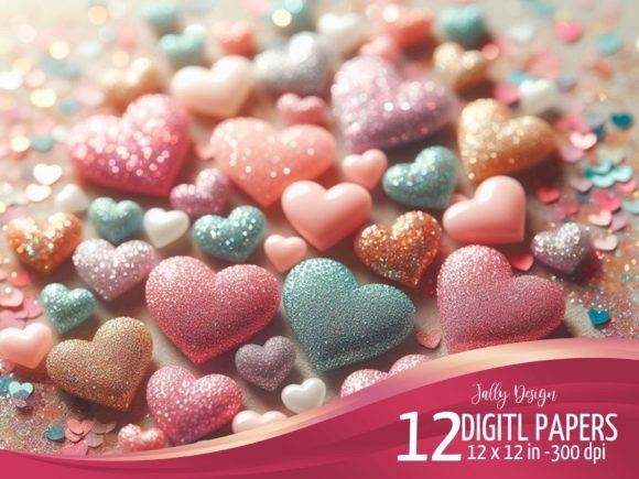 Glittery Hearts in Pastel Colors Images: Design Assets for Impact