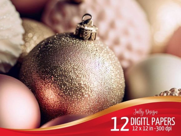 Golden Christmas Ornaments Digital Paper: A Designer's Holiday Asset