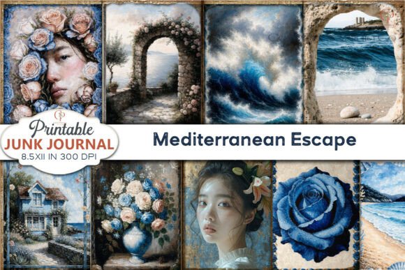 Mediterranean Escape Junk Journal Pages: A Sun-Drenched Palette for Your Projects
