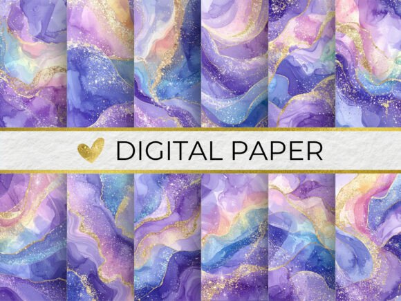 Purple Alcohol Ink & Holographic Rainbow: A Modern Design Essential