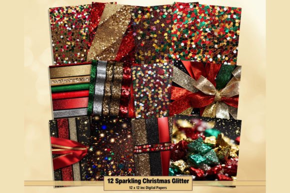 Sparkling Christmas Glitter Digital Page for Festive Design