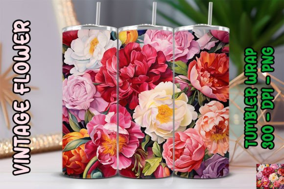 Timeless Elegance: The Vintage Peony Tumbler Design