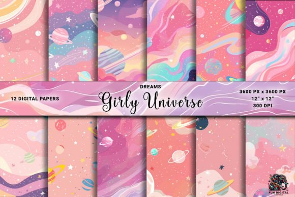Unleashing the Pink Space Girly Universe Digital Paper