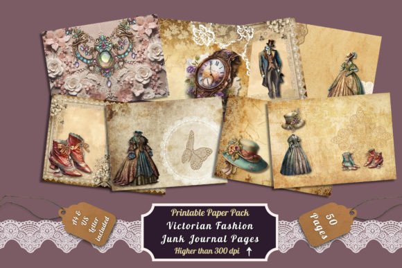 Victorian Fashion Digital Journal Papers: A Designer's Guide to Vintage Elegance